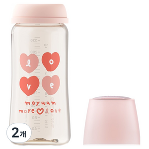 모윰 3세대 PPSU 올인원 젖병 노꼭지 모어러브, 체리, 330ml, 2개