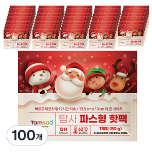 탐사 국내 생산 파스형 붙이는 핫팩 50g, 100개
