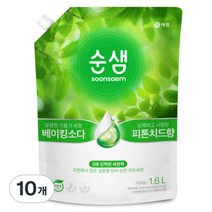 순샘 베이킹소다 피톤치드 리필 세제, 1.6L, 10개