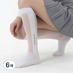 테크스킨 쿠션 시스루 골프 니삭스, 화이트, 6개