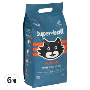 닥터펠리스 응고형 퓨저나이트 슈퍼볼 고양이 모래, 4.3kg, 6개, 무향