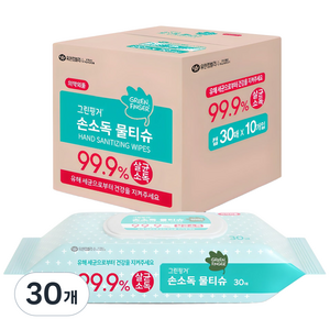 그린핑거 손소독 물티슈 캡형, 30매, 30개
