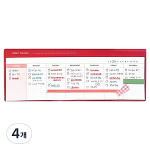 잼스튜디오 위클리 데스크 패드, 02 레드, 4개