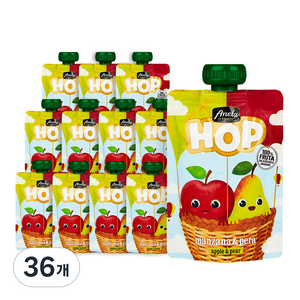 아넬라 생과일 짜먹는 외출용 아넬라HOP 유아간식, 100g, 36개, 사과배