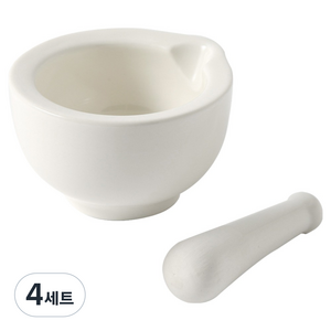 모다키친 도자기 깨갈이 약사발 미니절구 + 공이 세트, 4세트