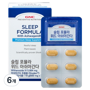 GNC 슬립 포뮬라 위드 아쉬아간다 30정, 6개, 18g