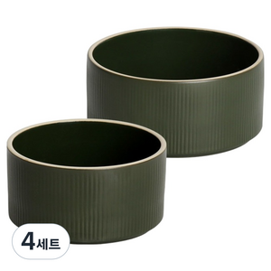 윤도자기 차곡 공기대접 2종 세트, 딥그린, 4세트, 밥공기 + 국대접