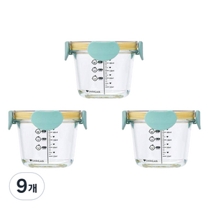 락앤락 리틀럽 디어 밀폐캡 원형 이유식 용기, 260ml, 스카이블루, 9개