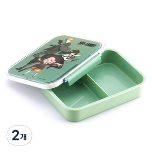 스케이터 PM5CA 1단 칸막이 도시락통 730ml, SPY 그린, 2개