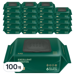 슈퍼대디 엑설런트 센시티브 유아물티슈 캡형, 82g, 70매, 100개