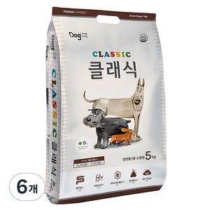 도그랑 전연령 강아지 클래식 건식사료, 닭, 5kg, 6개