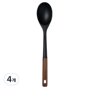 트루쿡 월넛 실리콘 조리도구 서빙스푼, 4개, 블랙 + 월넛