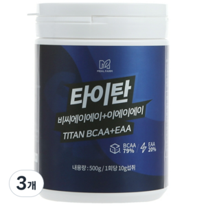 밀팜 타이탄 BCAA EAA 아미노산 헬스보충제, 3개, 500g