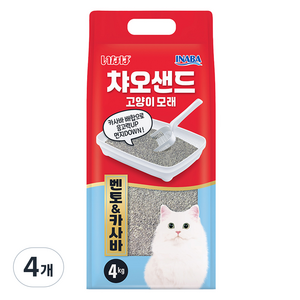 이나바 응고형 챠오샌드 벤토 & 카사바 고양이 모래, 4kg, 4개, 무향