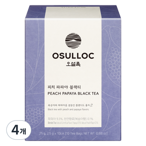 오설록 피치 파파야 블랙티 피라미드 티백, 2.5g, 4개, 10개입