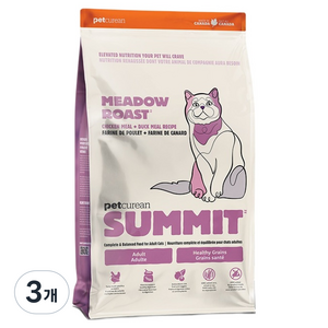펫큐리안 써밋 어덜트 고양이 미도우 로스트 치킨 오리 레시피 건식사료, 1.36kg, 3개, 닭+오리