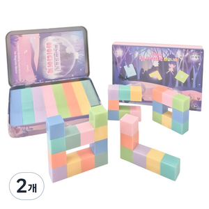 벨베이비 휴대용 틴케이스 미니 자석블럭 2cm 39p, 한글나라(파스텔), 2개