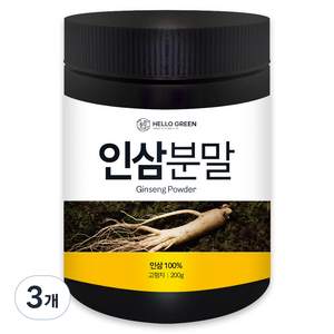 헬로우그린 인삼분말, 3개, 200g, 1개입