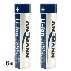 안스만 18650 리튬이온 배터리 충전지 3500mAh, 2개입, 6개