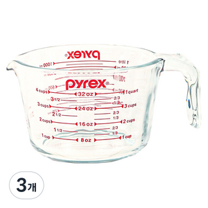 파이렉스 오리지널 계량컵, 투명, 1L, 3개