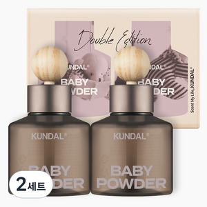 쿤달 퍼퓸 차량용 방향제 75ml 본품 2개 + 우드볼 스틱 2개 세트, 베이비파우더, 2세트