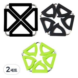 듀얼 냄비 받침대 사각 블랙 + 오각 그린 2p, 혼합 색상, 2세트