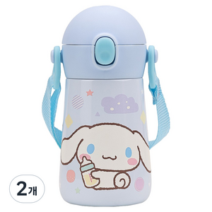 릴팡 더보틀 몰리 원터치 어깨끈 이중스텐 쁘띠 빨대 물통, 시나모롤, 310ml, 2개