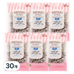 굿데이 네츄럴 스낵 고양이 간식, 멸치, 50g, 30개