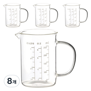 더나인 밀리온스 내열유리 계량컵, 250ml, 8개