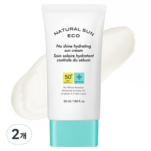 더페이스샵 내추럴 선 피지잡는 수분 선크림 SPF50+ PA+++, 50ml, 2개