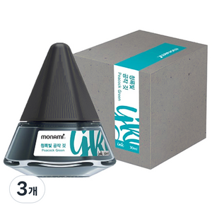 모나미 만년필 병잉크, 41 청록빛 공작 깃(Peacock Green), 3개