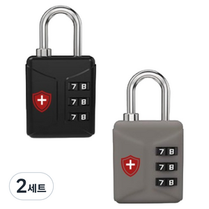 마터혼 3단 ABS 비밀번호 자물쇠 그레이 + 블랙 세트, 2세트