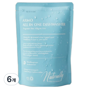 아르모 비건 올인원 초고농축 식기세척기 세제 고체형 60p, 300g, 6개