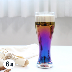 코지테이블 미스틱 오로라 프리즘 홀로그램 비어글라스 550ml, 6개