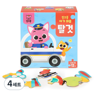 핑크퐁 아기 퍼즐 12종 세트 탈 것, 4세트, 12피스