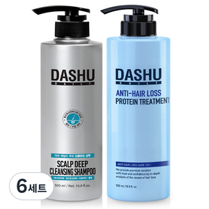 다슈 탈모완화 딥클렌징 비듬케어 샴푸 500ml + 단백질 트리트먼트 500ml, 6세트