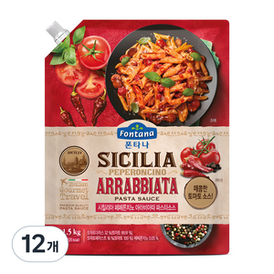 폰타나 시칠리아 페페론치노 아라비아따 파스타 토마토소스, 1.5kg, 12개