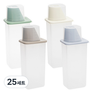 이지앤프리 클린킵 잡곡통 냉장고정리용기 1200ml 4종 세트, 화이트 + 그린 + 우드 그레이 + 블루, 25세트