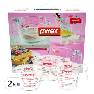 파이렉스 내열유리 계량컵 1000ml + 500ml + 250ml, 혼합색상, 2세트, 1000ml+500ml+250ml