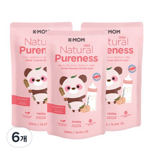 케이맘 퓨어니스 젖병세정제 거품형 리필, 500ml, 6개