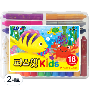아모스 파스넷 키즈 크레용, 18색, 2세트