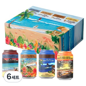 하와이안파라다이스커피 10%코나 콜드브루 4종 x 355ml 선물세트, 6세트, 로스트 브루커피 + 헤이즐넛향 브루커피 + 디카페인 바닐라 마카다미아향 브루커피 + 바닐라 마카다미아향 브루커피