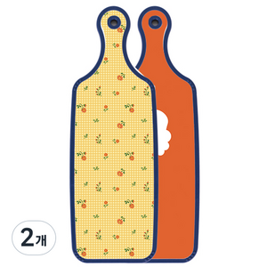 로엠디자인 블루에디션 서빙 양면 도마 보드 김치주황, 치자색플라워체크, 2개