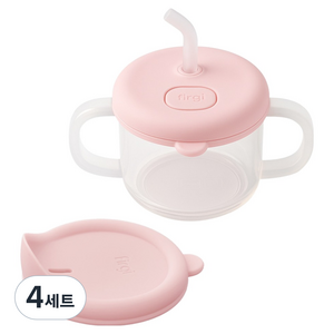 퍼기 처음 쓰는 말랑 빨대컵 세트, 200ml, 4세트, 파스텔핑크