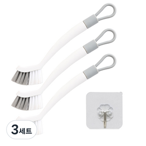 쇼핑죠이 틈새 수세미 솔 3p + 고리 세트, 화이트(솔), 3세트