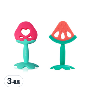 베이비앤아이 실리콘 치발기 딸기 + 수박, 딸기 치발기 + 수박 치발기, 혼합색상, 3세트