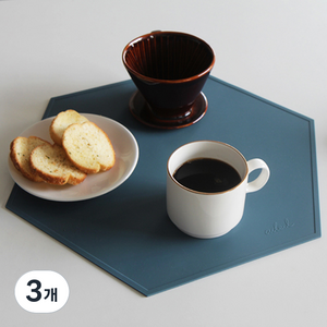 에이드엘 헥사곤 실리콘 테이블 매트, 터키블루, 395 x 343 mm, 3개