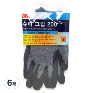 3M 코팅장갑 슈퍼그립200 스몰, 그레이, 6개