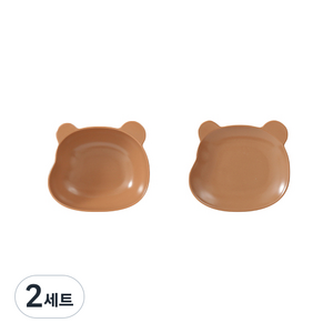 오체어스 곰돌이 도자기 디저트 요거트 접시 2종세트, 브라운, 볼 + 접시, 2세트