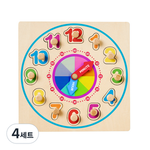 토도리브로 원목 시계 꼭지 퍼즐, 4세트, 12피스